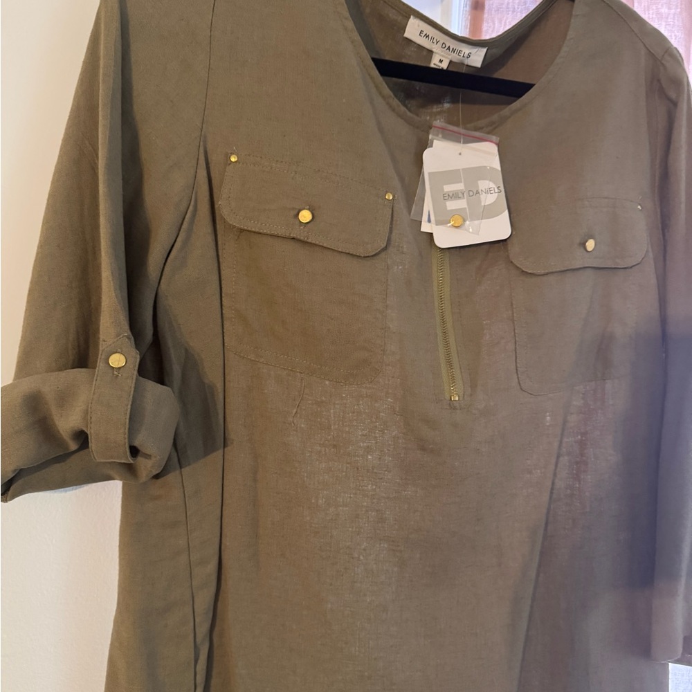 Emily Daniels Olive Green Blouse